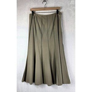Fluted Vintage Midi Skirt Khaki Sz 10 by Maakif Classic Career Wear Office Twirl